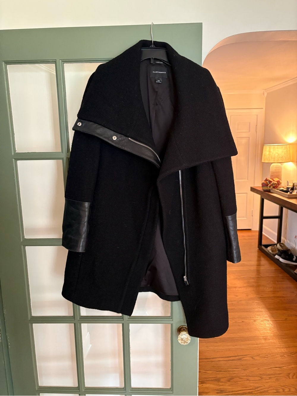 Club Monaco Black Wool Coat with Smooth Lining